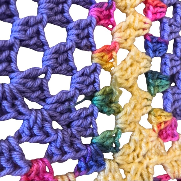 Afghan Handmade Rainbow Colors Baby Crib Shoulder Blanket - Picture 9 of 11